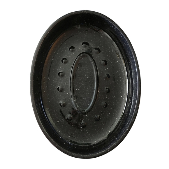 Vintage 1970s Speckled Enamel Turkey Beef Roaster w Lid Kitchen 16" - Picture 6 of 8